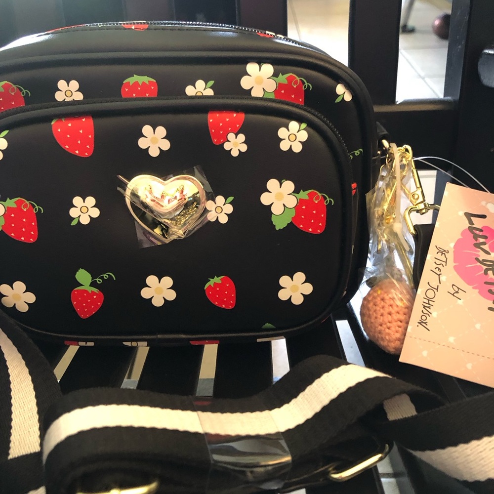 Betsey Johnson strawberry & spring strawberry and Flower Print Crossbody Bag